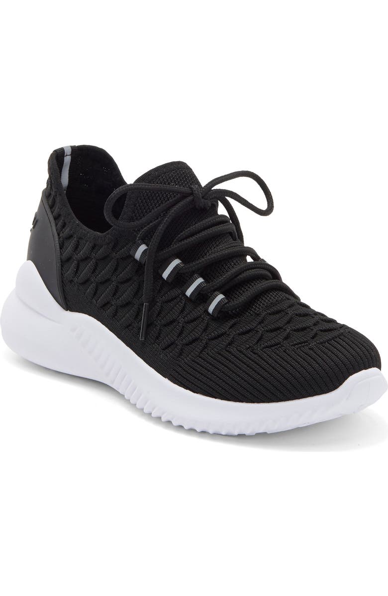 Tahari Textured Knit Sneaker, Main, color, Black