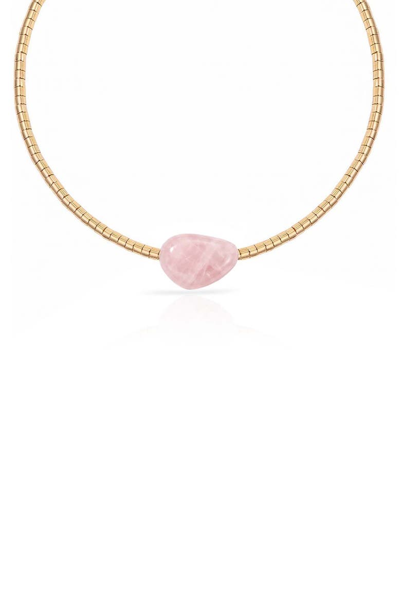 Turquoise Pendant Bead Necklace, Alternate, color, ROSE QUARTZ
