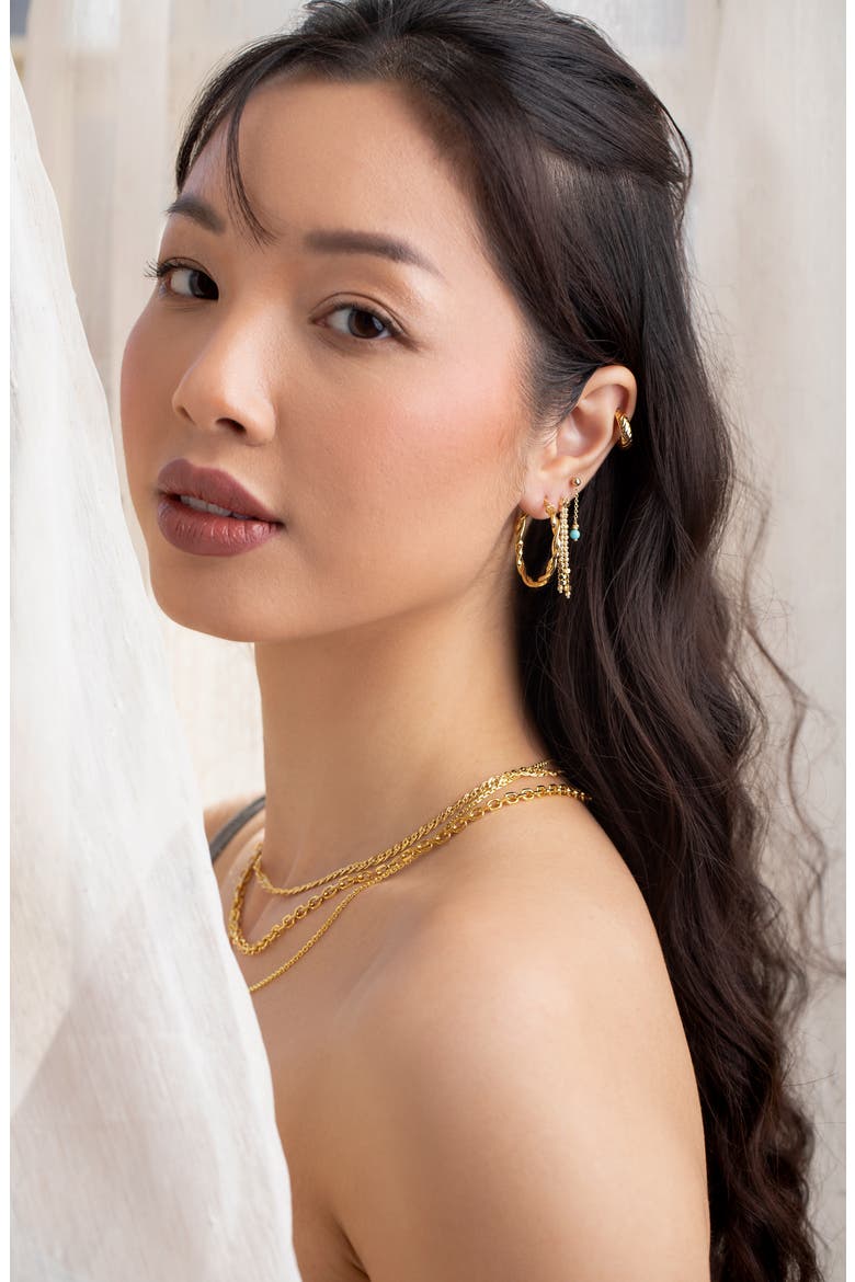 14K Gold & Turquoise Liner Drop Earrings (Nordstrom Exclusive), Alternate, color, 14K YELLOW GOLD