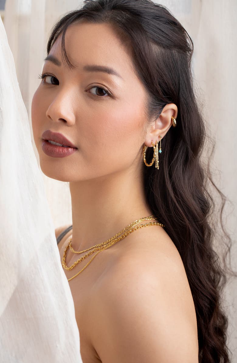 Bony Levy 14K Gold & Turquoise Liner Drop Earrings, Alternate, color, 14K Yellow Gold