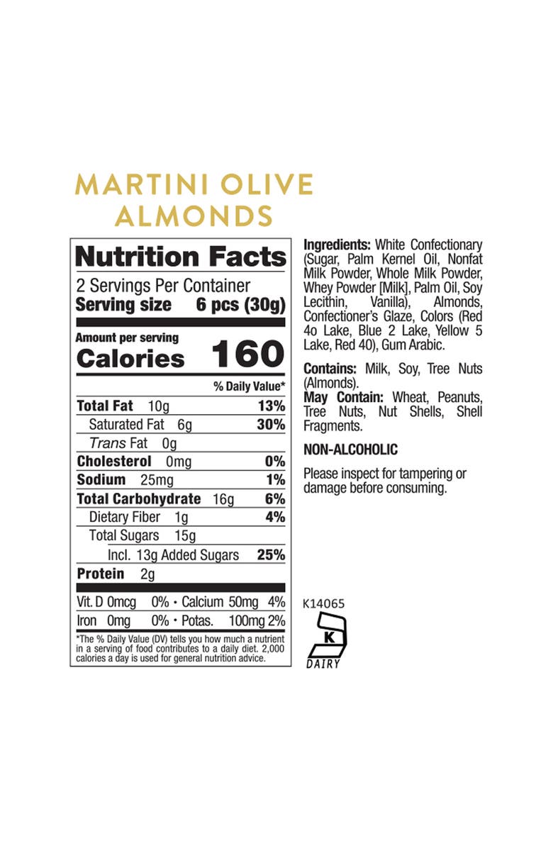 sugarfina Martini Olive Almonds Set of 4 Candy Cubes, Alternate, color,