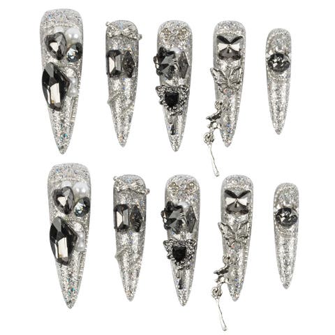 3H Luxury Handmade Press-on Nails - Chrome Dagger
