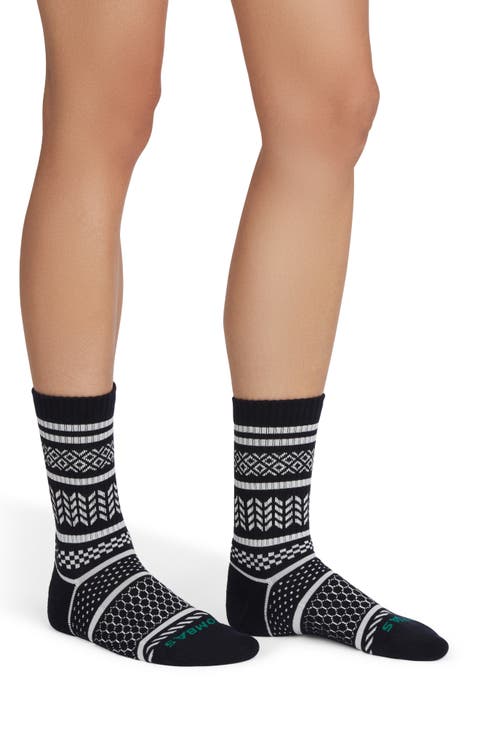 Check Fair Isle Cotton Blend Crew Socks