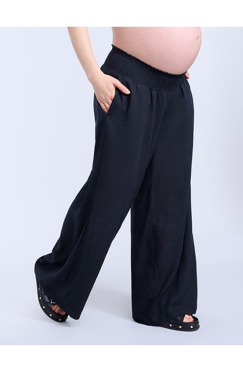 MOTHERHOOD MATERNITY Smocked Waist Wide Leg Pant, Alternate, color, Black