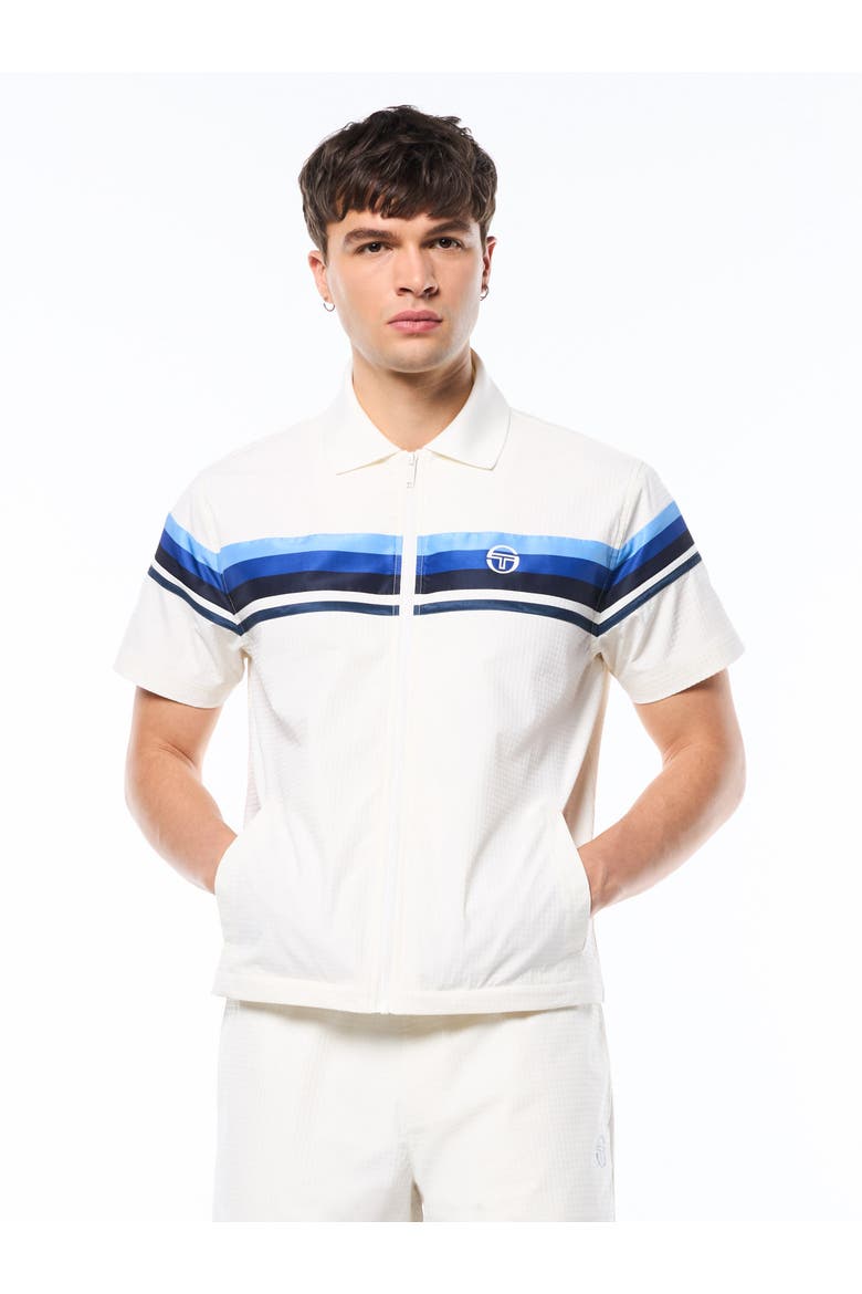 Striscia Short Sleeve Track Jacket, Main, color, GARDENIA