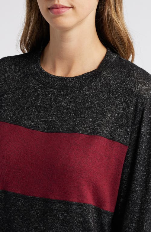 Loveappella Colorblock Long Sleeve Brushed Jersey Top In Black