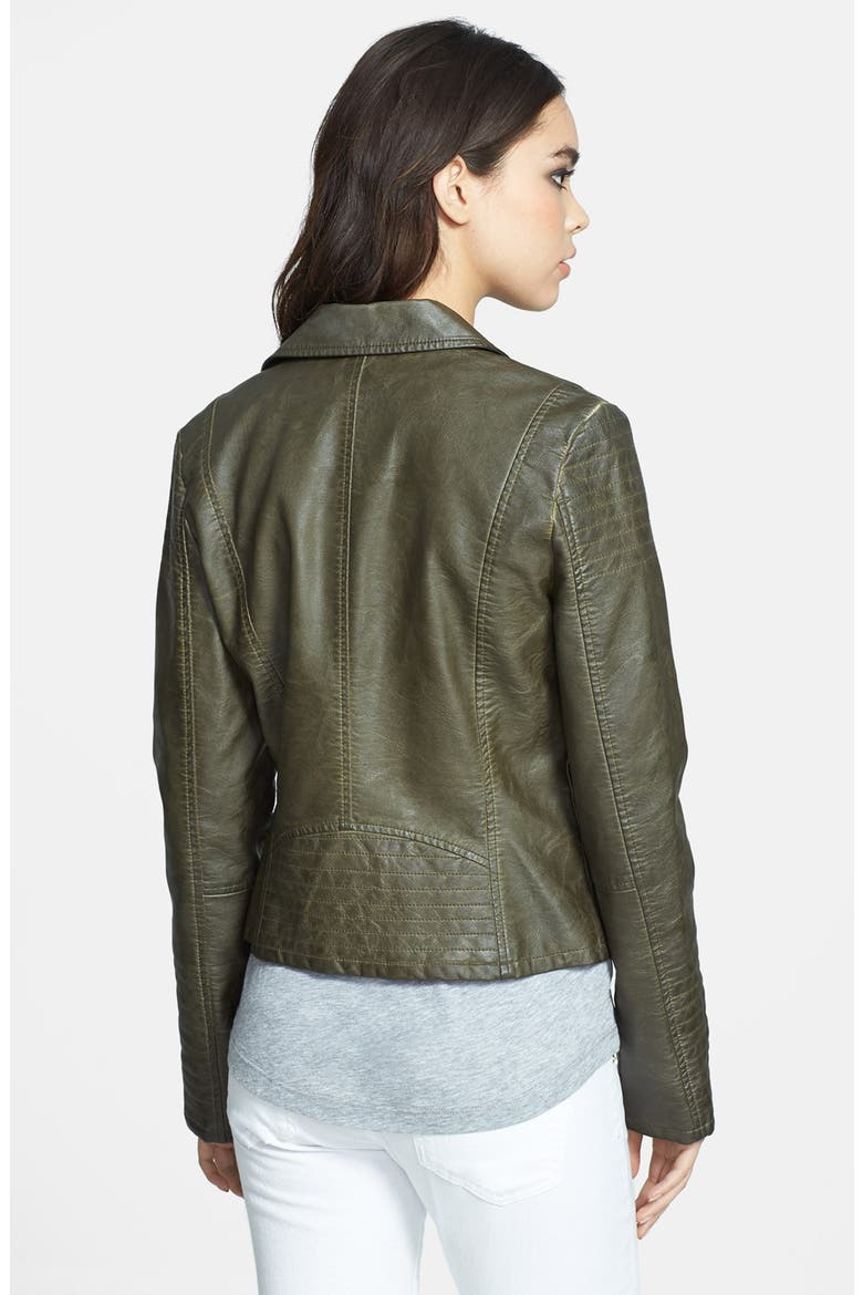 BB Dakota 'Dita' Faux Leather Moto Jacket, Alternate, color, OLIVE
