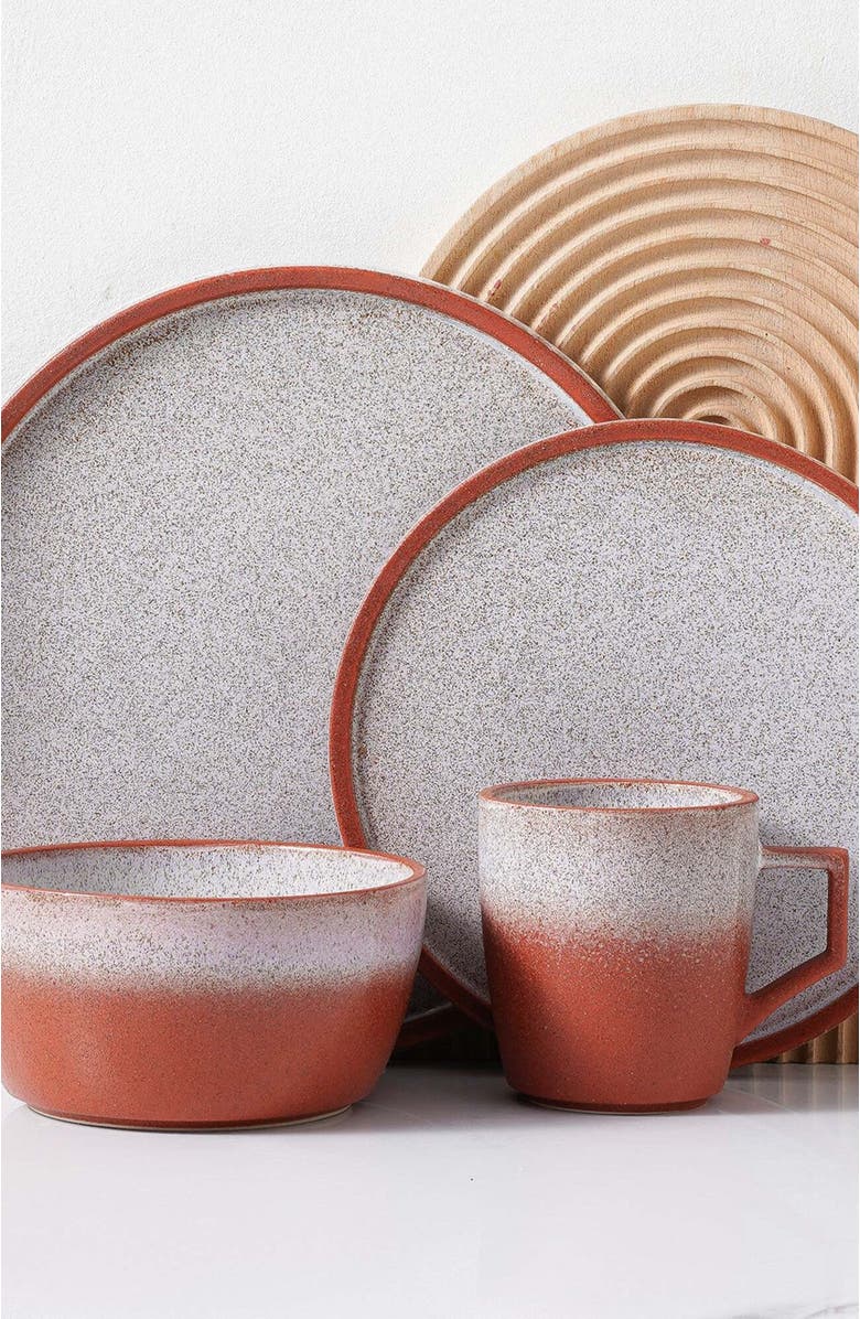 Stone Lain Vince Stoneware 16-Piece Dinnerware Set, Alternate, color, Red