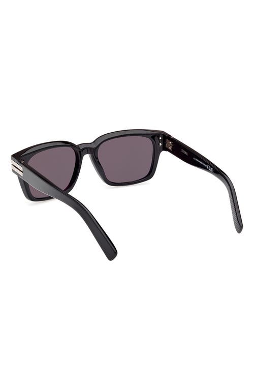 Zegna 55mm Polarized Rectangular Sunglasses In Black