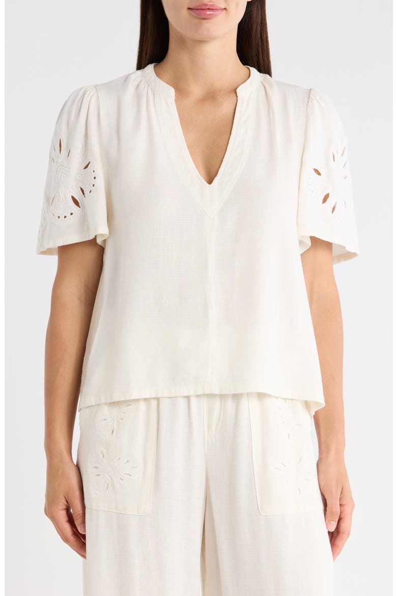 Cayden Embroidered Flutter Top, Main, color, PAPER WHITE