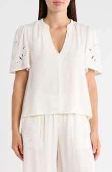 Splendid Cayden Embroidered Flutter Top