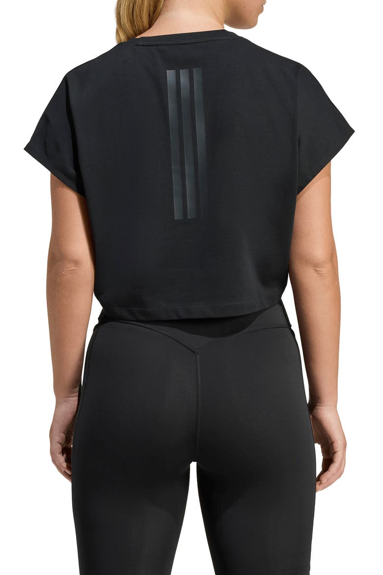 Power Workout Cropped Boxy 3-Stripes Tank, Alternate, color, BLACK/