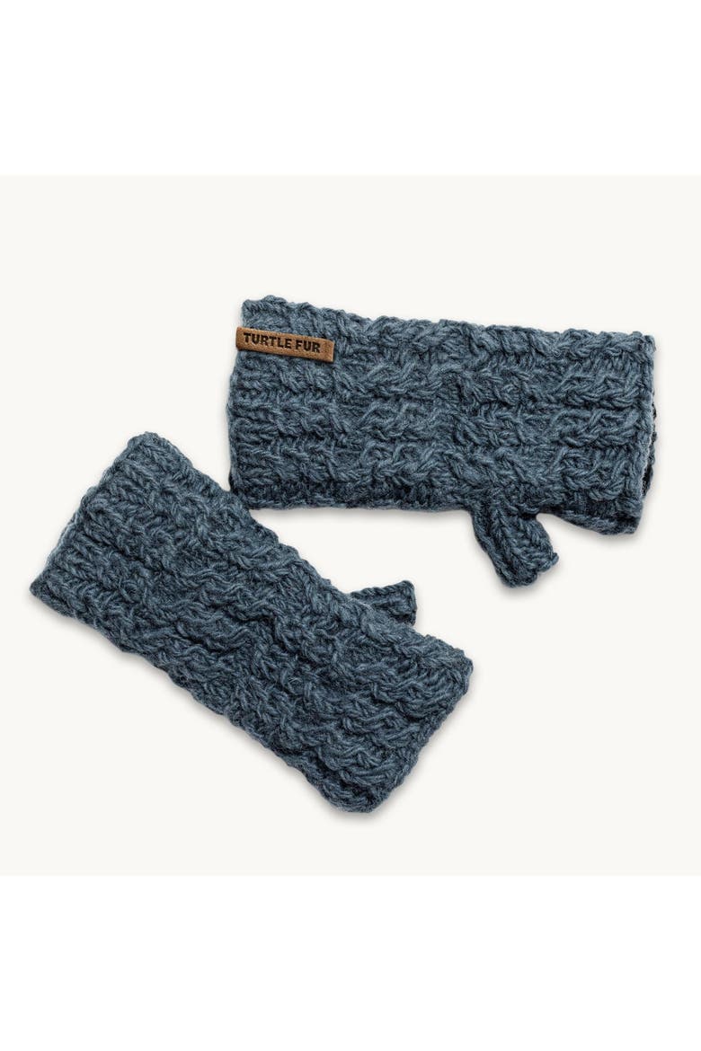 Mika Wool Fingerless Mittens, Main, color, Denim