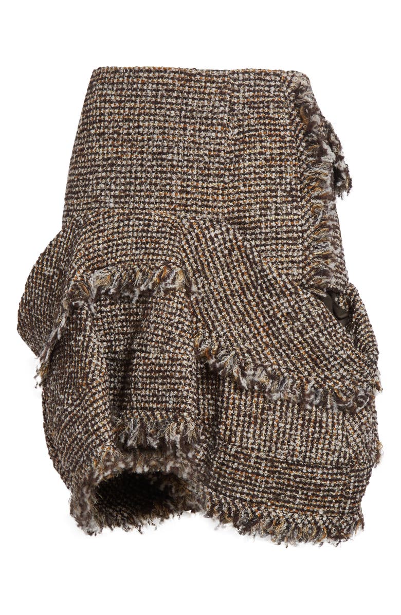 Sacai Tweed Skirt, Alternate, color, Brown