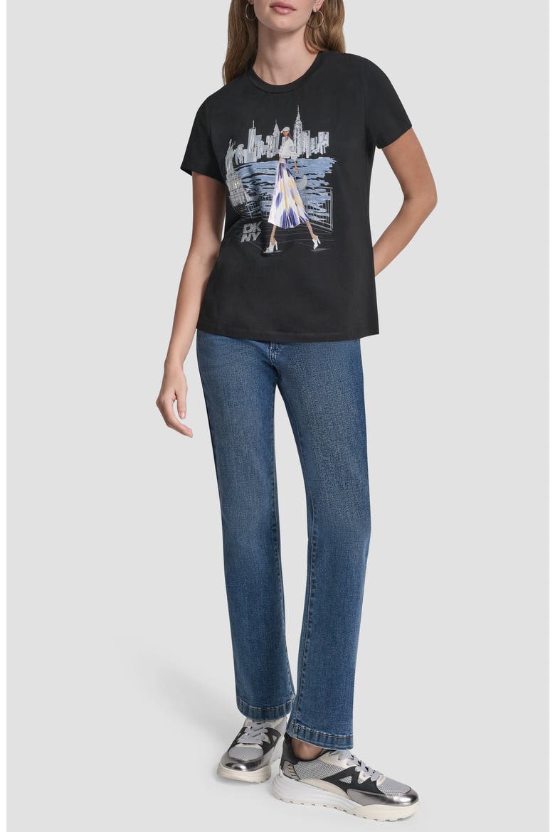 Crystal Embellished Statue of Liberty Conversational Graphic T-Shirt, Alternate, color, BLACK