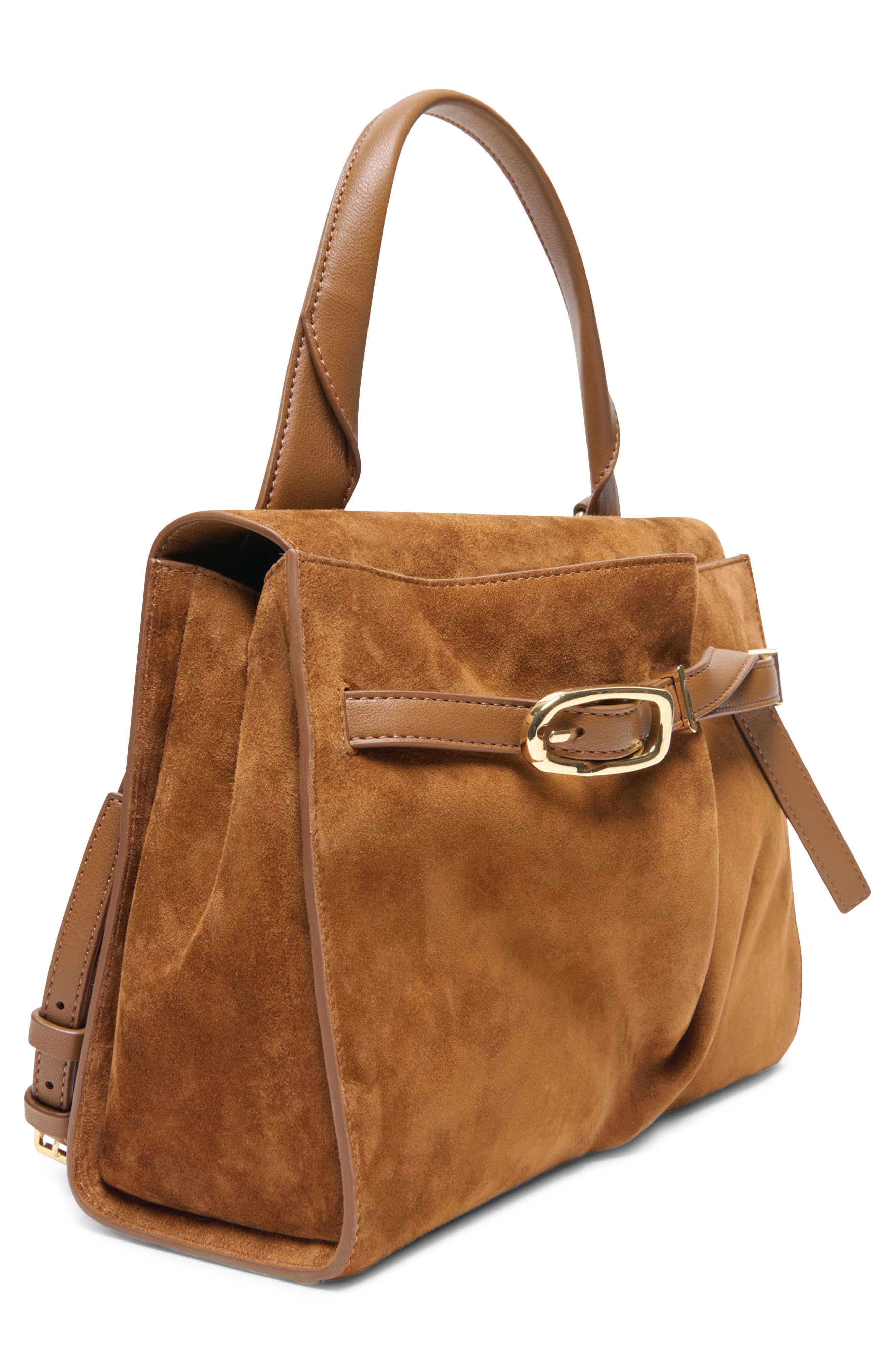 Borgo Suede Satchel, Alternate, color, DARK TAN