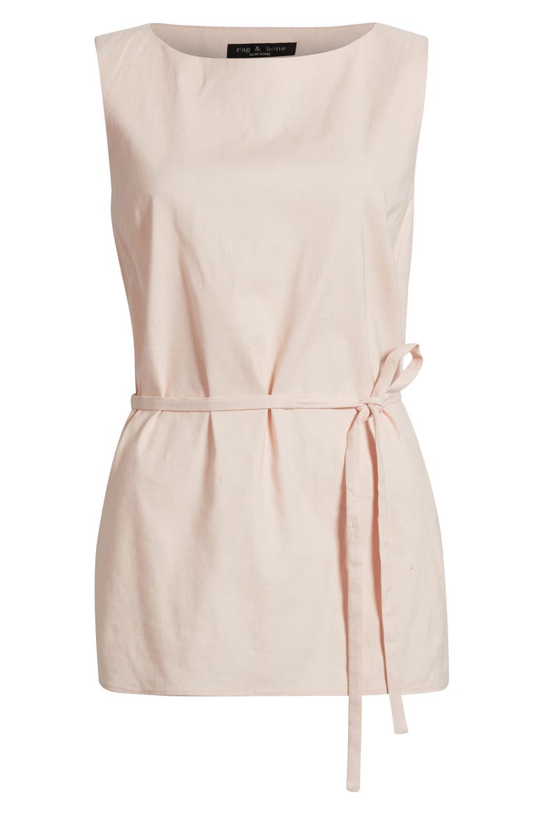 Holland Tie Waist Linen Blend Tunic Top, Alternate, color, ROSE
