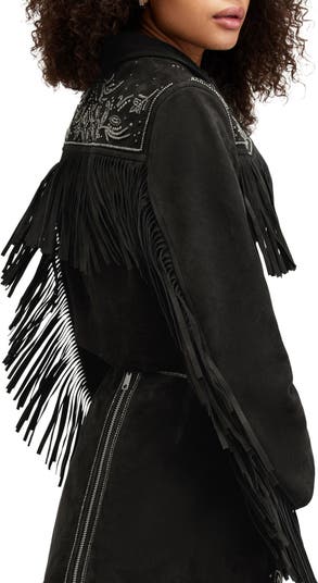 Corinna Embellished Fringe Suede Crop Jacket