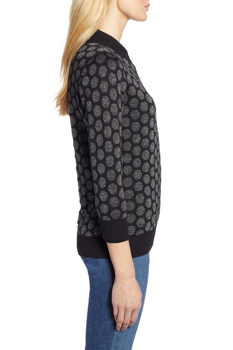 x Atlantic-Pacific Shimmer Dot Sweater, Alternate, color, BLACK