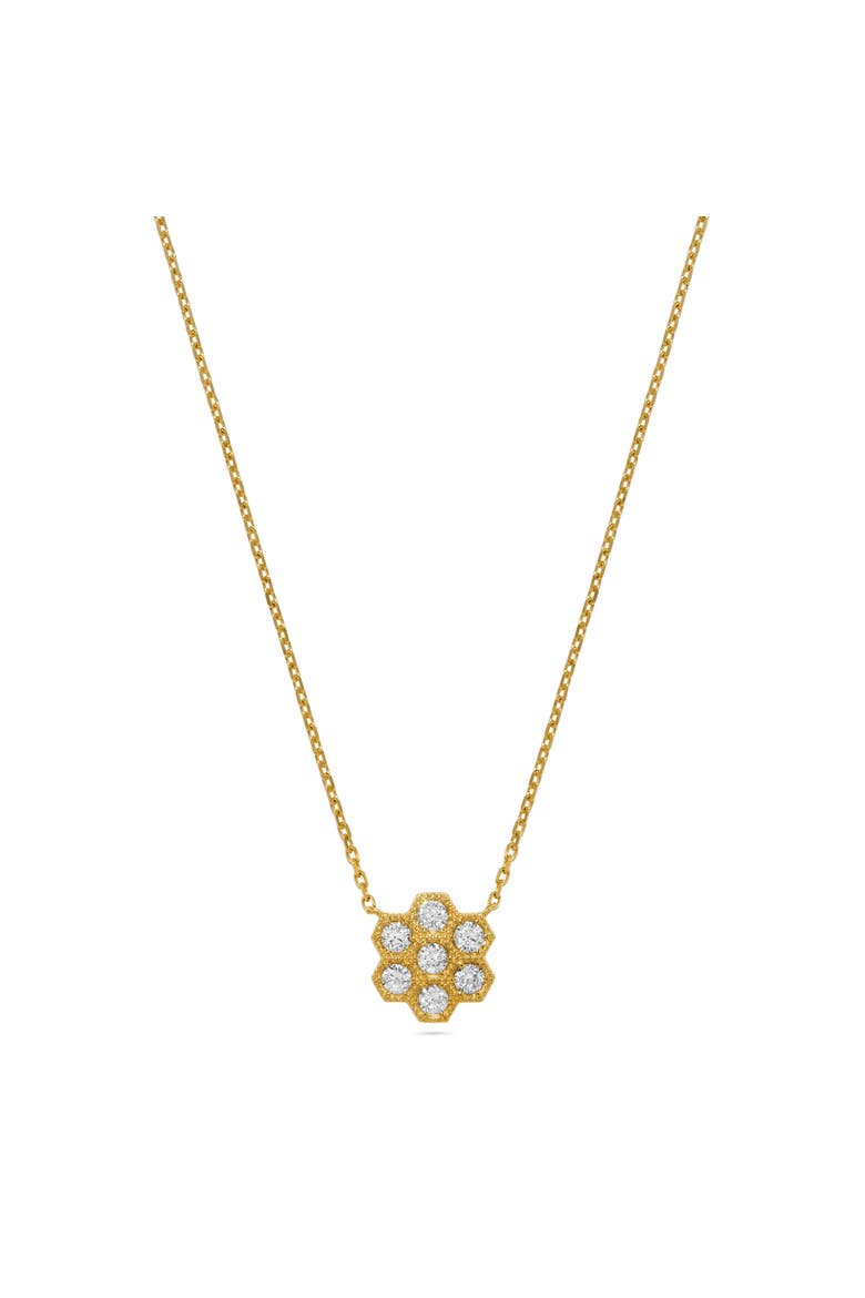 Honeycomb Round Diamond Pendant Necklace in 14K Yellow Gold, Main, color, 14K Yellow Gold