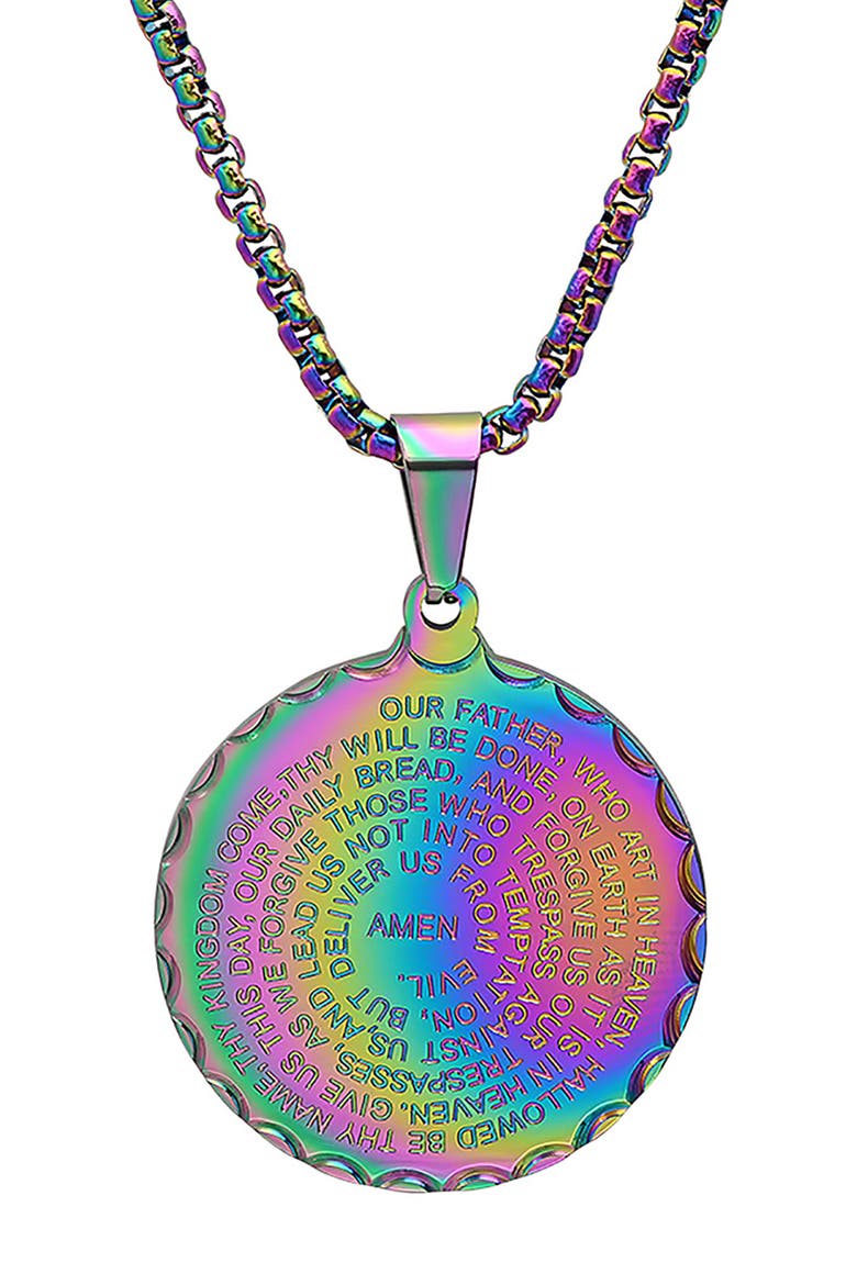 The Lord's Prayer Medallion Pendant Necklace, Main, color, MULTI
