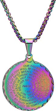 HMY JEWELRY The Lord's Prayer Medallion Pendant Necklace