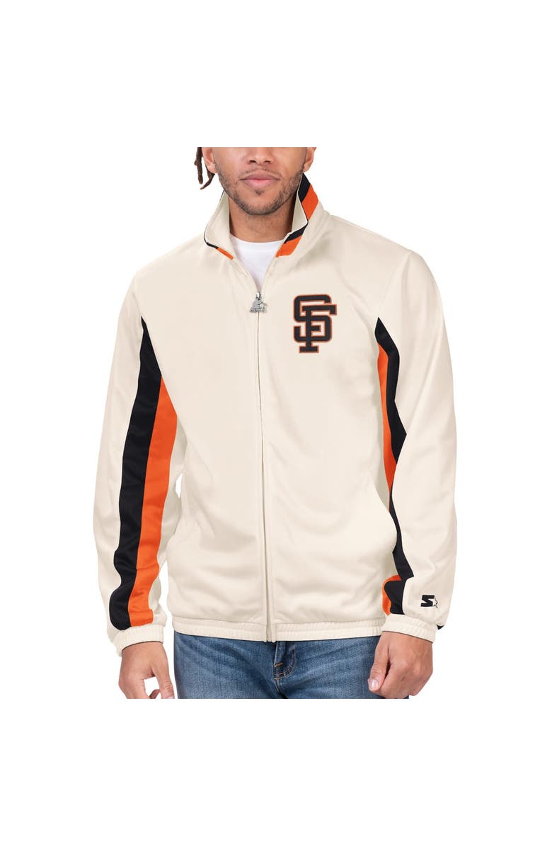 STARTER Men's Starter Cream San Francisco Giants Rebound Cooperstown Collection Full-Zip Track Jacket, Main, color,
