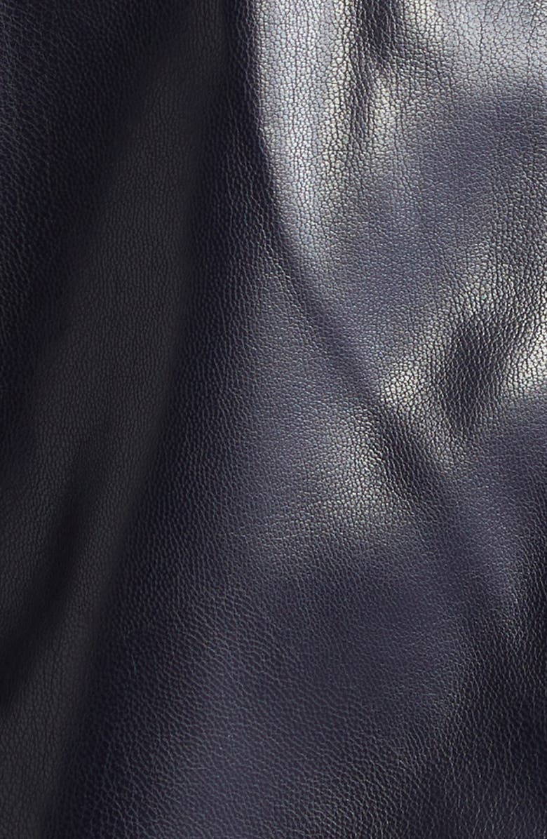 Cinq à Sept Delanie Faux Leather Peplum Jacket, Alternate, color, Navy