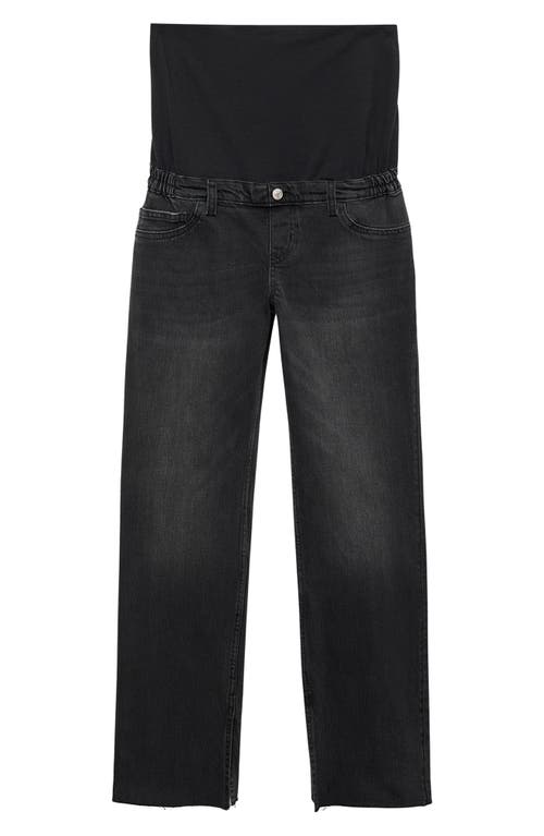 Mango Over The Bump Raw Hem Straight Leg Maternity Jeans In Black