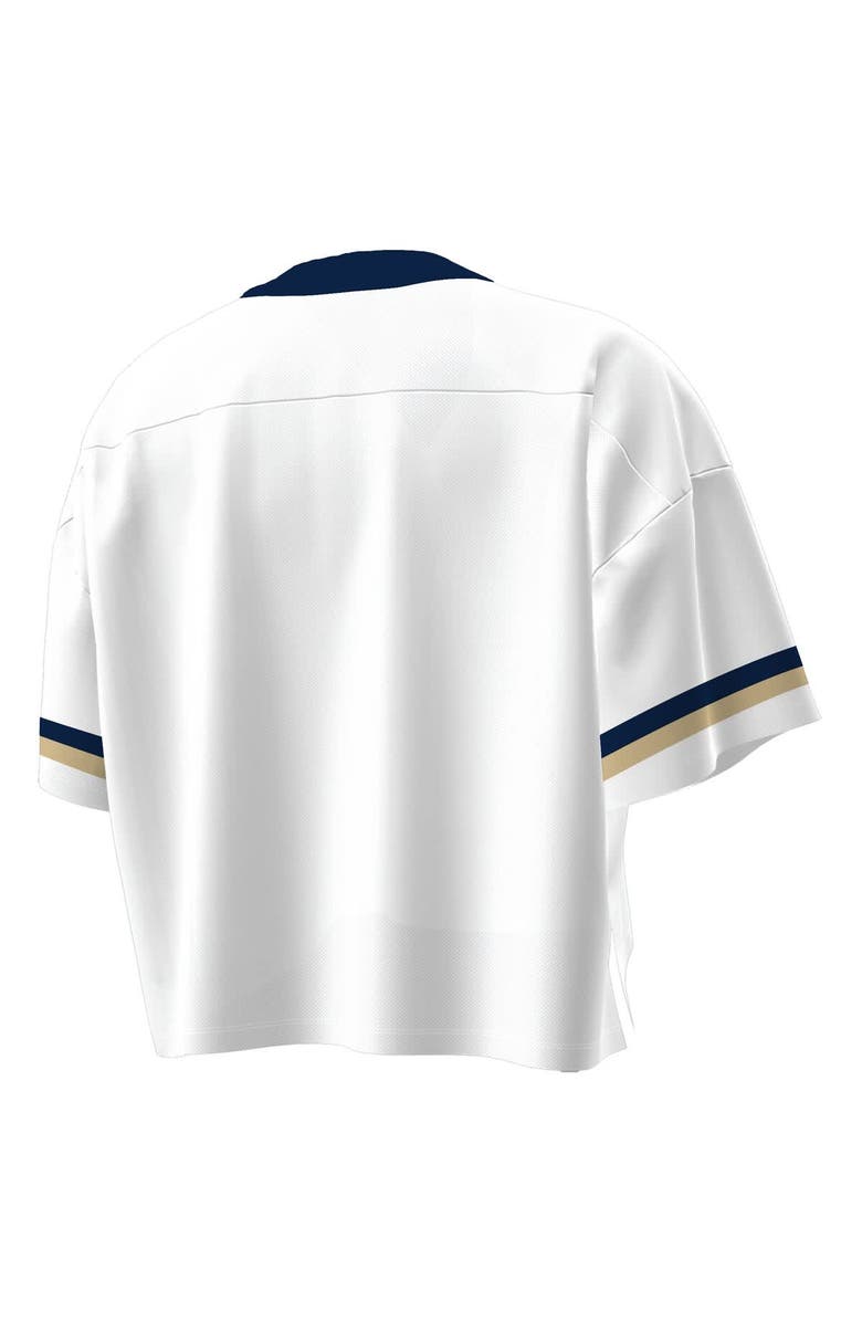 Under Armour Women's Under Armour White Navy Midshipmen Fashion Jersey Boxy Cropped V-Neck T-Shirt, Alternate, color, White