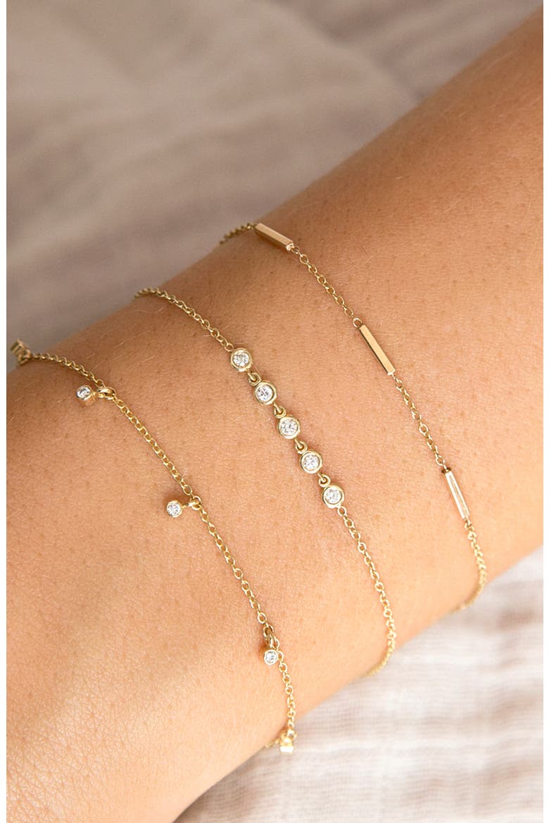 Tiny Bar Station 14K Gold Bracelet, Alternate, color, 14KYG