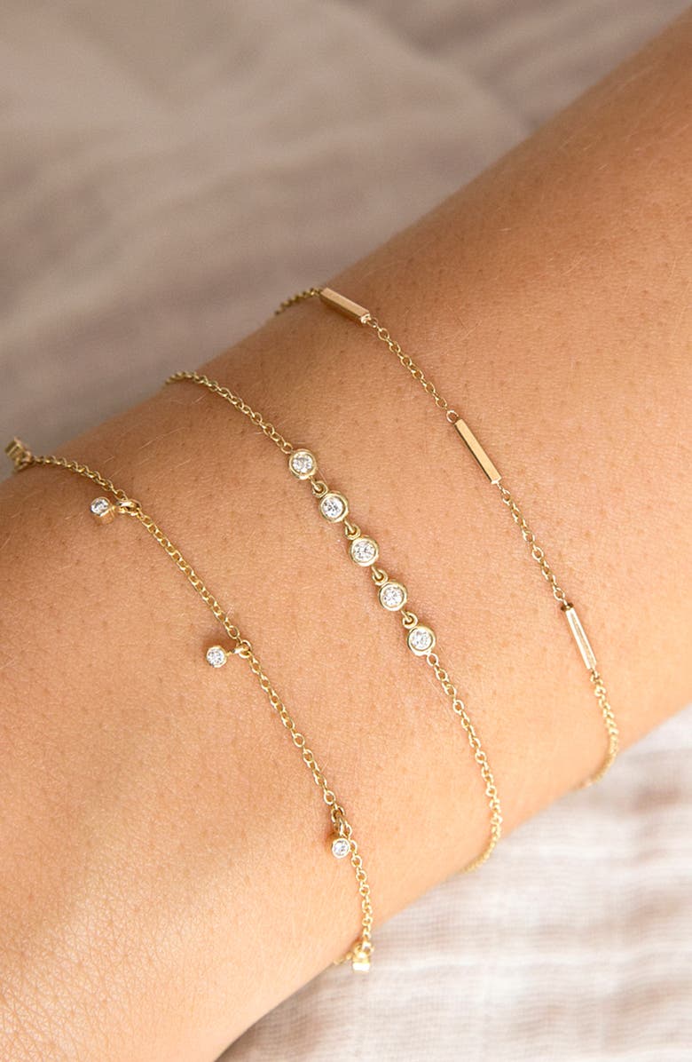 Zoë Chicco Tiny Bar Station 14K Gold Bracelet, Alternate, color, 14Kyg