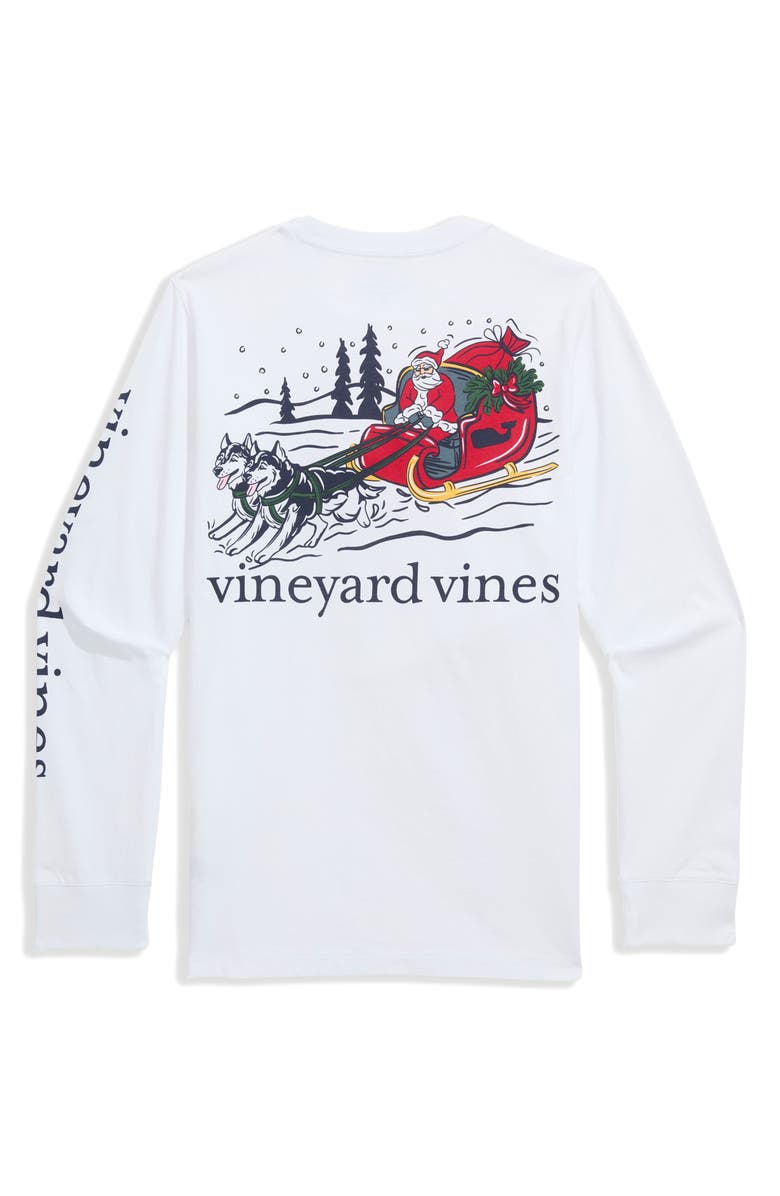 vineyard vines Kids' Dog Flying Presents Long Sleeve Cotton T-Shirt, Alternate, color, White
