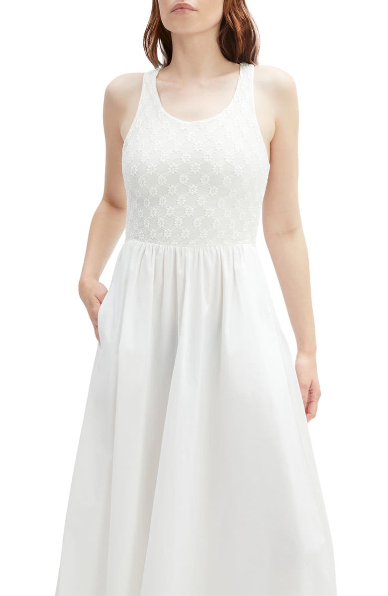 Bardot Bryony Lace & Poplin Midi Dress, Alternate, color, Orchid White