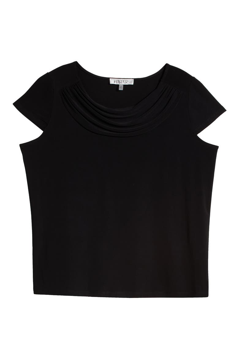 Cap Sleeve Cowl Neck Top, Alternate, color, BLACK