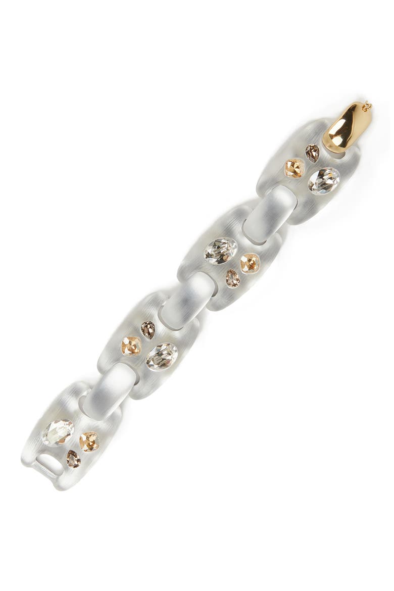 Future Antiquity Crystal Stud Soft Link Bracelet Alexis Bittar Future Antiquity Crystal Bypass Bangle, Main, color, SILVER