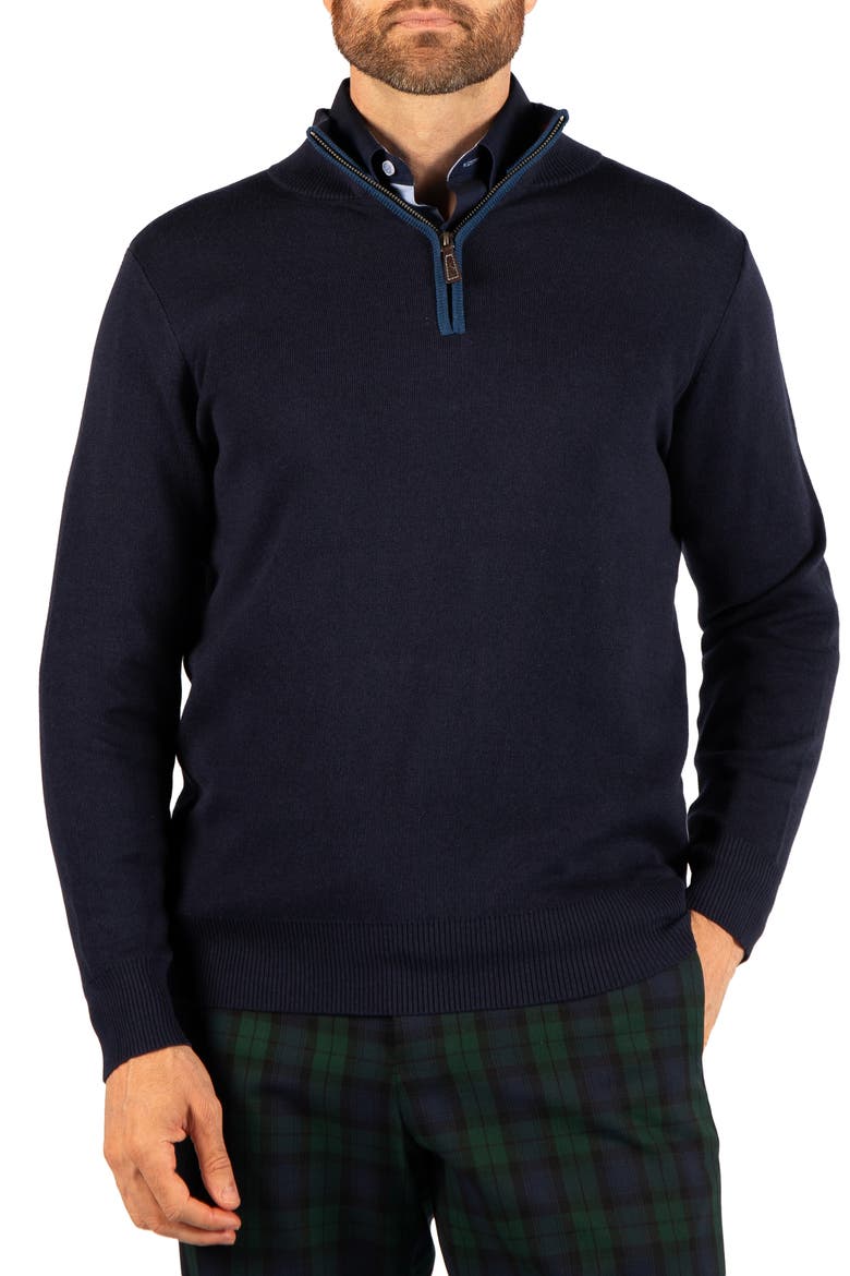 Fine Knit Quarter Zip Sweater, Main, color, NAVY