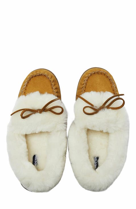Fluffy Lined Indoor Outdoor Moccasin Slippers