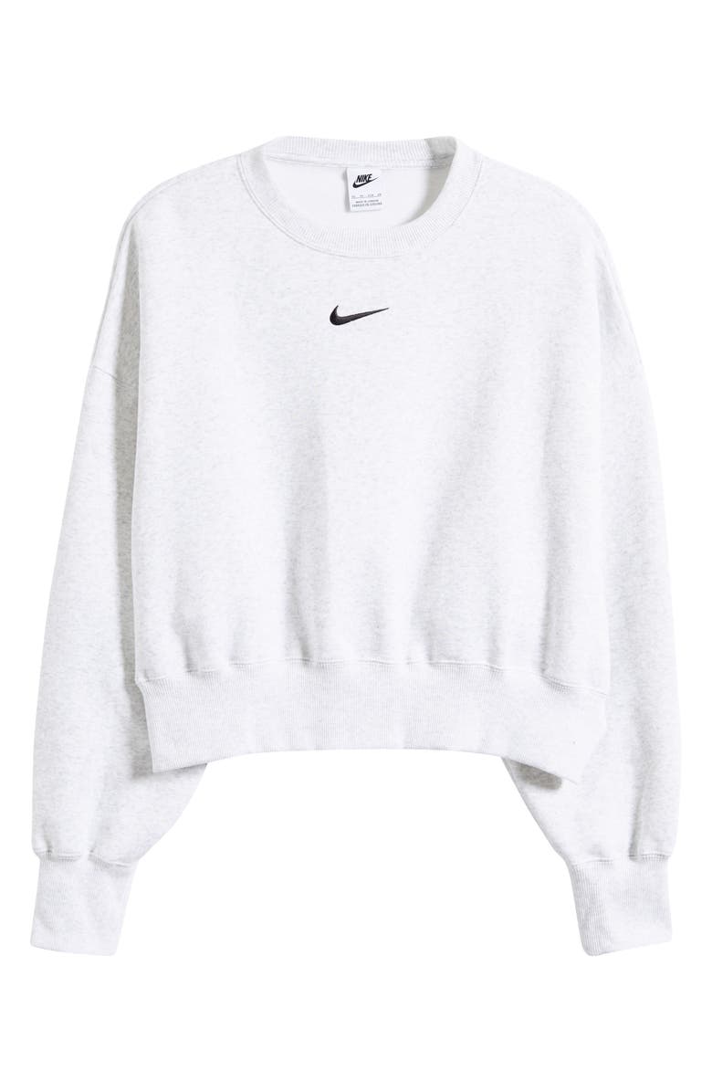 Nike Phoenix Fleece Crewneck Sweatshirt, Alternate, color, Birch Heather/ Black