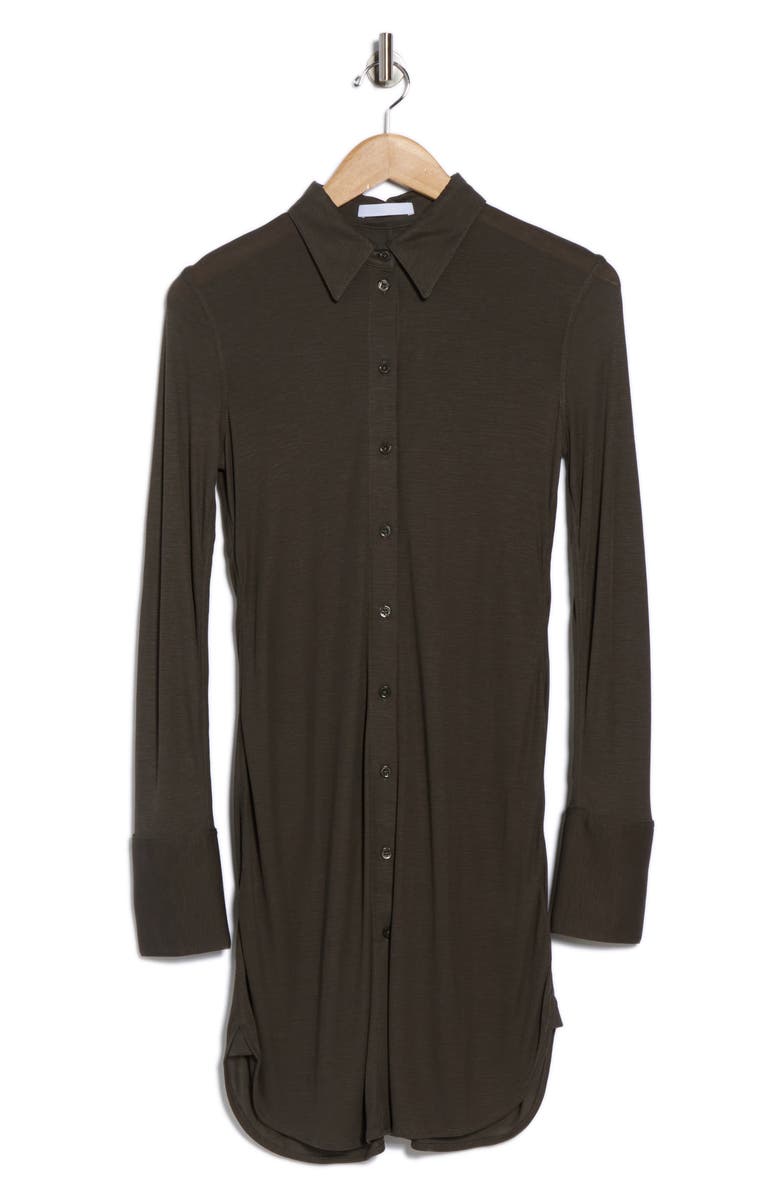 Helmut Lang Long Sleeve Jersey Shirtdress, Alternate, color, Graphite
