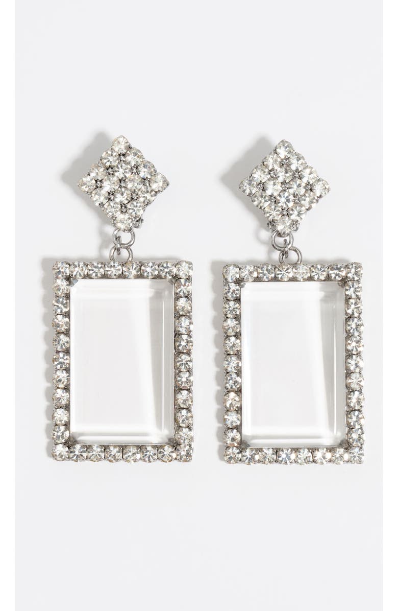 Bimba y Lola Transparent Crystal Earrings, Main, color, Dark Silver