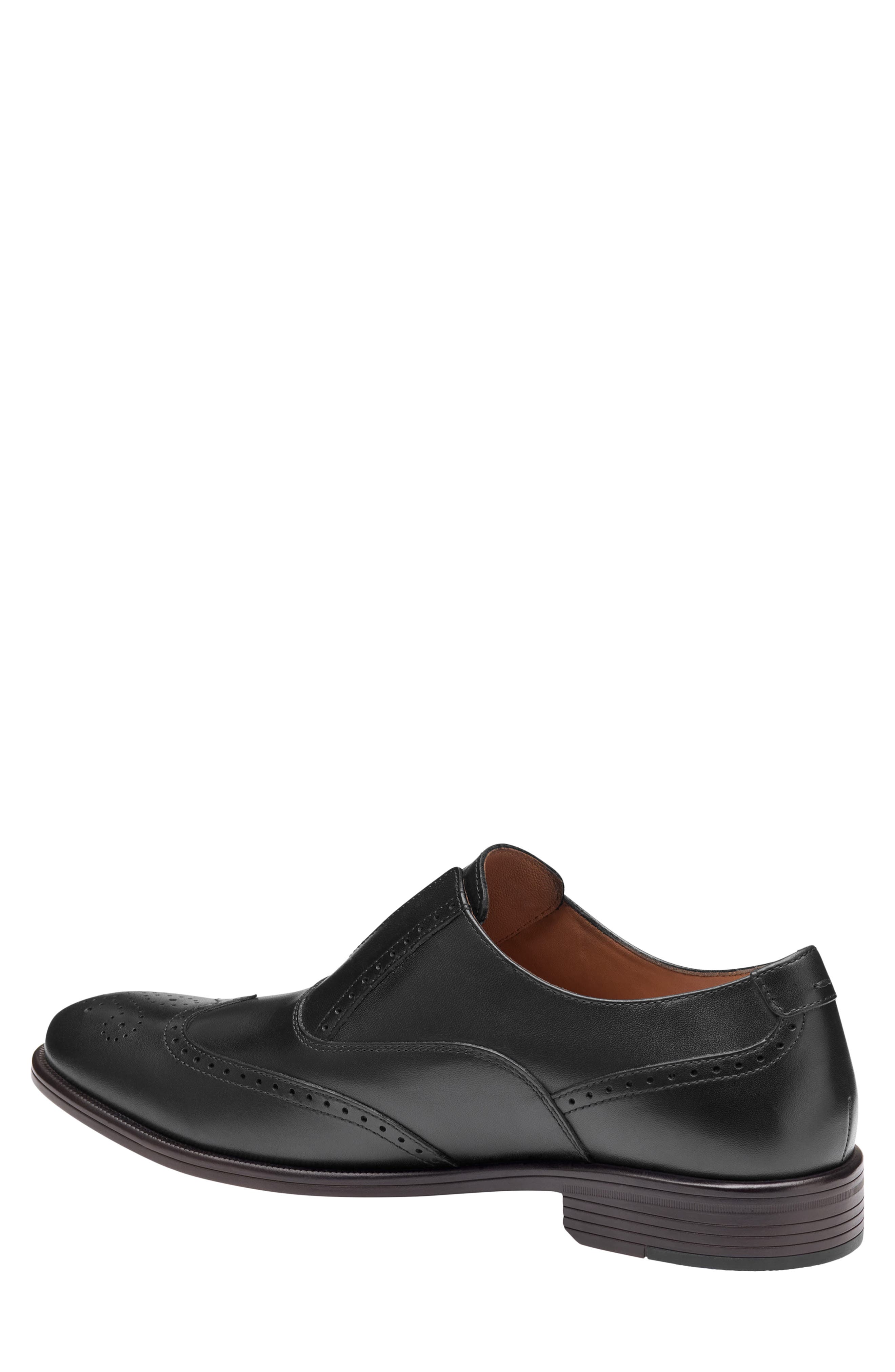 Johnston & Murphy Reeve Wingtip Slip-On Shoe, Alternate, color, Black Full Grain
