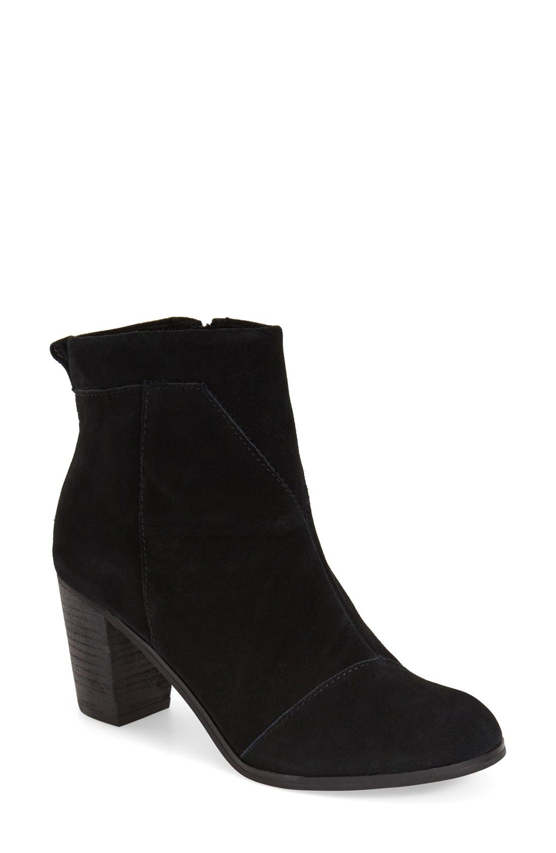 Lunata Suede Bootie, Main, color, BLACK