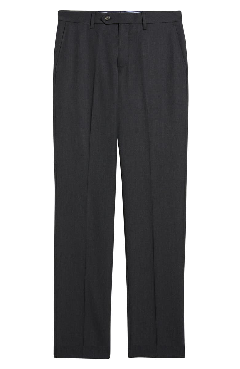 Berle Slim Fit Flat Front Charcoal Grey Super 100s Wool Dress Pants, Alternate, color, Charcoal