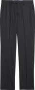 Berle Slim Fit Flat Front Charcoal Grey Super 100s Wool Dress Pants
