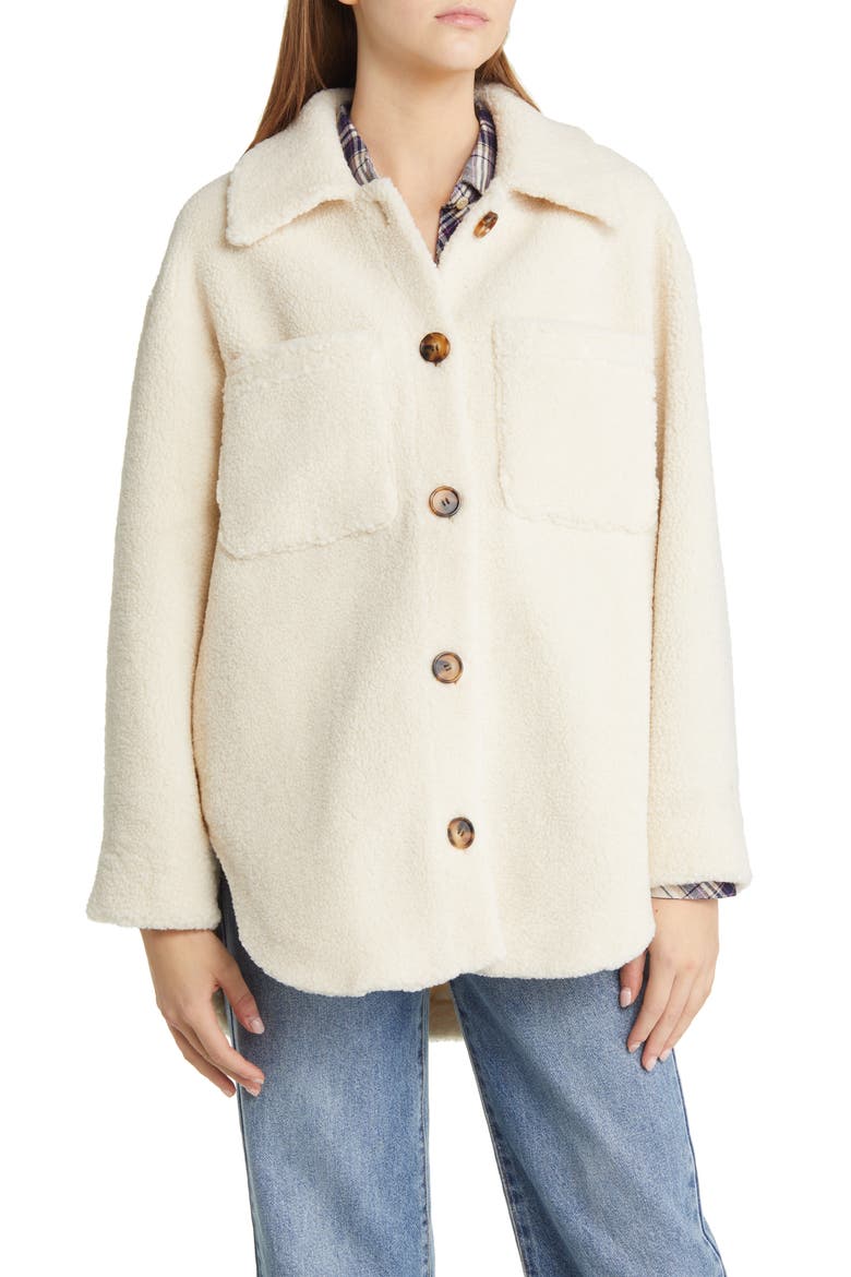 Connie Faux Shearling Shirt Jacket, Alternate, color, IVORY TEDDY