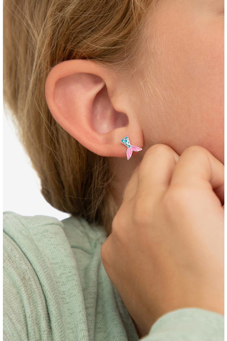 Mermaid Tail Girl Earrings, Alternate, color, Pink