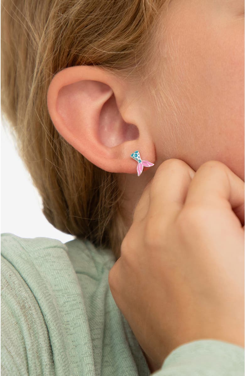 In Season Jewelry Mermaid Tail Girl Earrings, Alternate, color, Pink