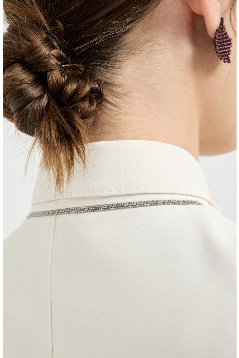 Fluid twill blazer with monili, Alternate, color, Ivory