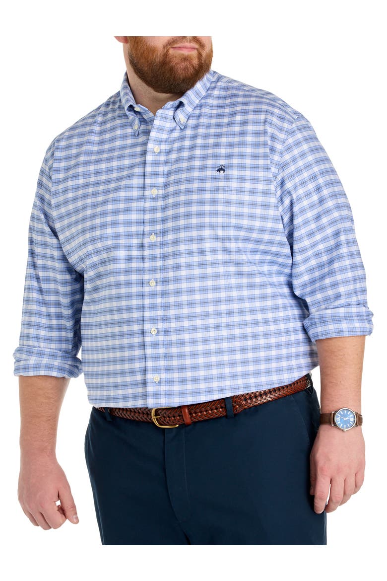 Big & Tall Non-Iron Check Sport Shirt V2, Main, color, BLUE GRAY WHITE